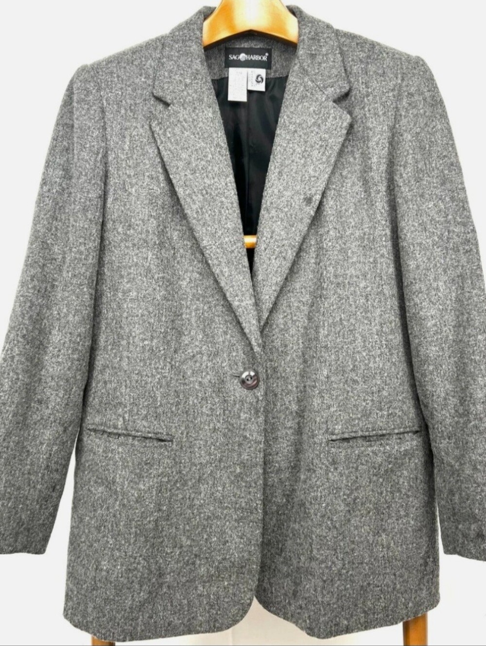 Sag Harbor Gray Blazer Wool Rich Blend